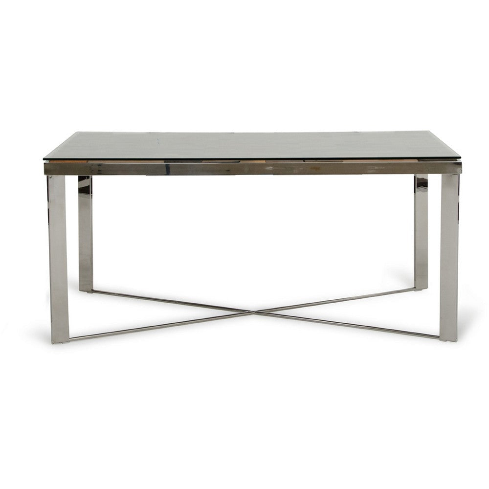 Cid Tiha Dining Table | Reclaimed Ship Wood and Glass Top | 64’’ Brown BM338313