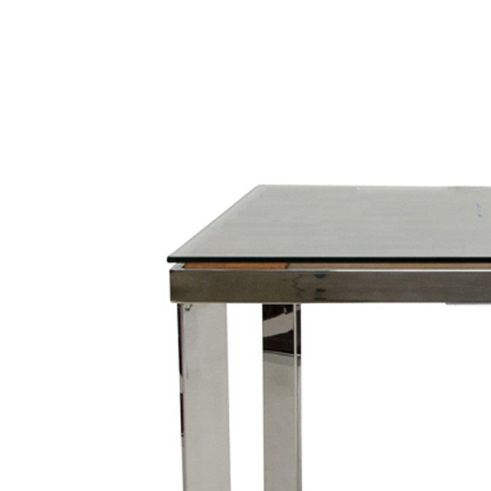 Cid Tiha Dining Table | Reclaimed Ship Wood and Glass Top | 64’’ Brown BM338313