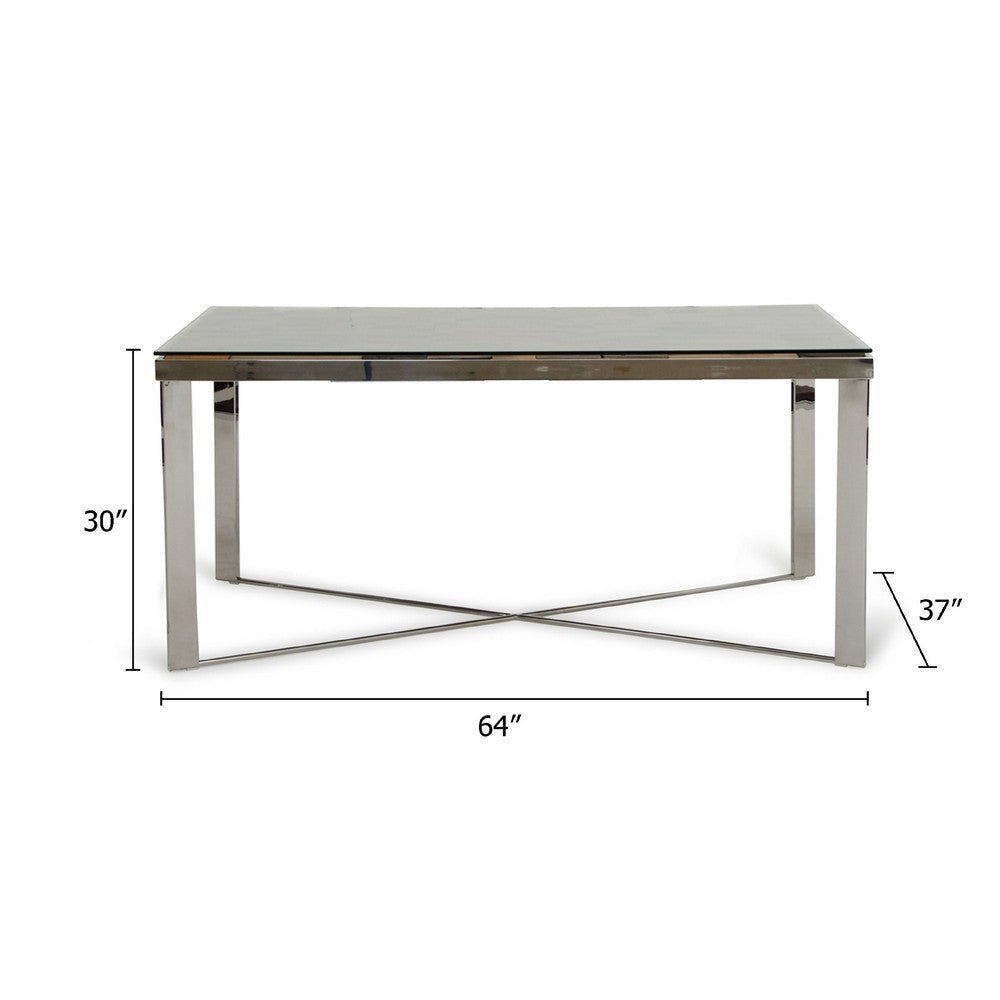 Cid Tiha Dining Table | Reclaimed Ship Wood and Glass Top | 64’’ Brown BM338313