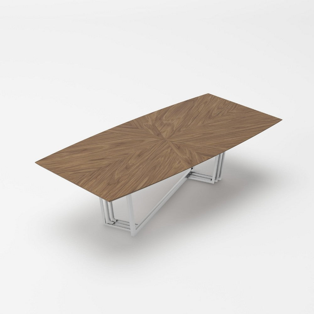 Cid Glory Dining Table | 107’’ | Walnut Brown Starburst Top | Steel Base BM338316
