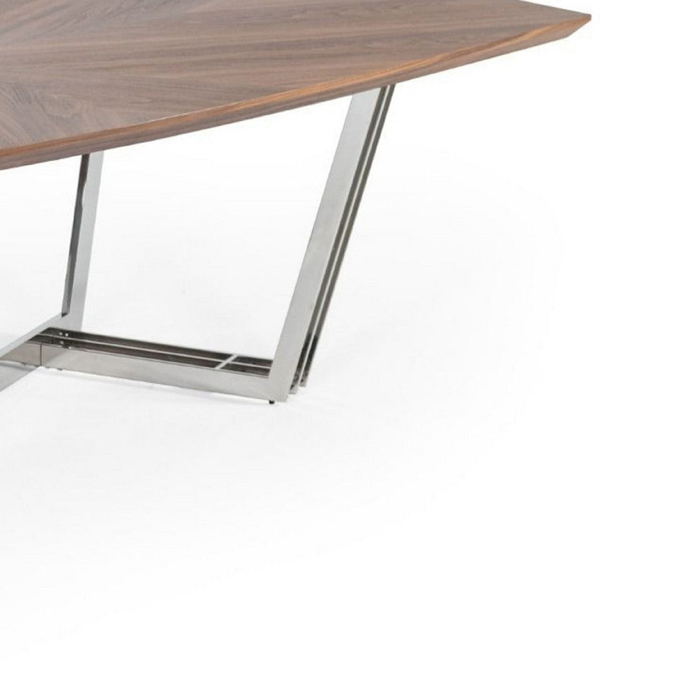 Cid Glory Dining Table | 107’’ | Walnut Brown Starburst Top | Steel Base BM338316