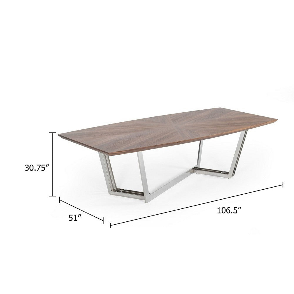 Cid Glory Dining Table | 107’’ | Walnut Brown Starburst Top | Steel Base BM338316