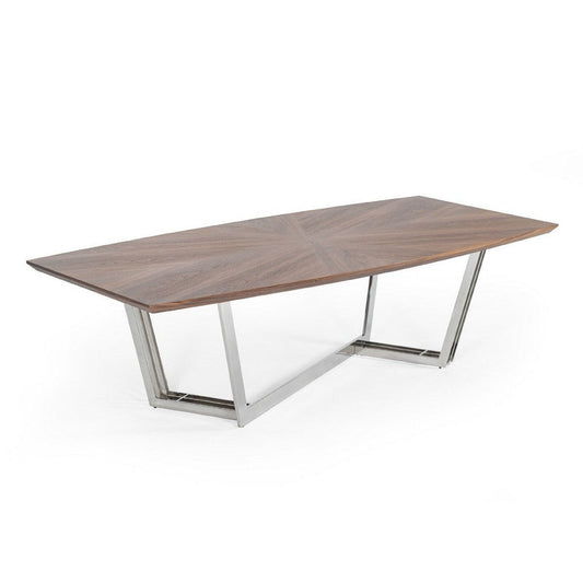 Cid Glory Dining Table | 107" | Walnut Brown Starburst Top | Steel Base