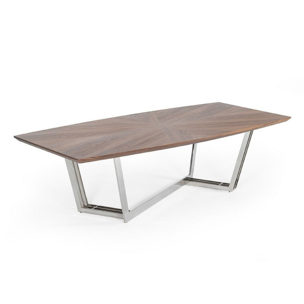 Cid Glory Dining Table | 107" | Walnut Brown Starburst Top | Steel Base