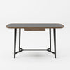 Writing Desk | 55’’ | Brown Veneer | Black Glass Insert Top | Steel Base BM338317
