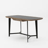 Writing Desk | 55" | Brown Veneer | Black Glass Insert Top | Steel Base
