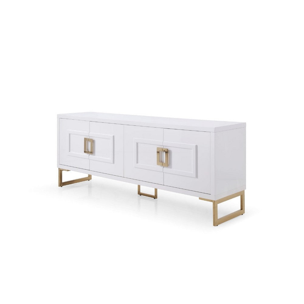 Cid Laha Sideboard Buffet Cabinet | 79’’ | 4 Doors | White Champagne Gold BM338319