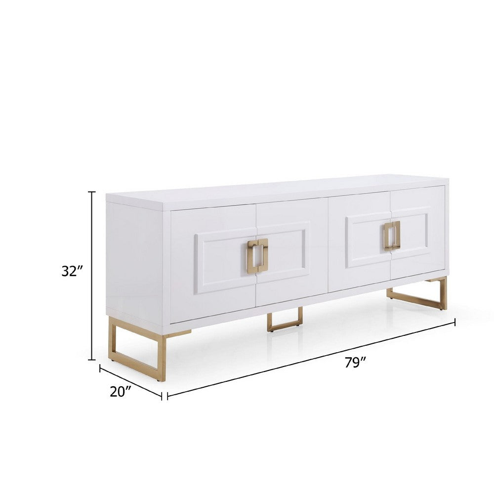 Cid Laha Sideboard Buffet Cabinet | 79’’ | 4 Doors | White Champagne Gold BM338319