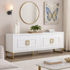 Cid Laha Sideboard Buffet Cabinet | 79" | 4 Doors | White, Champagne Gold