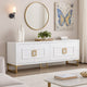 Cid Laha Sideboard Buffet Cabinet | 79" | 4 Doors | White, Champagne Gold