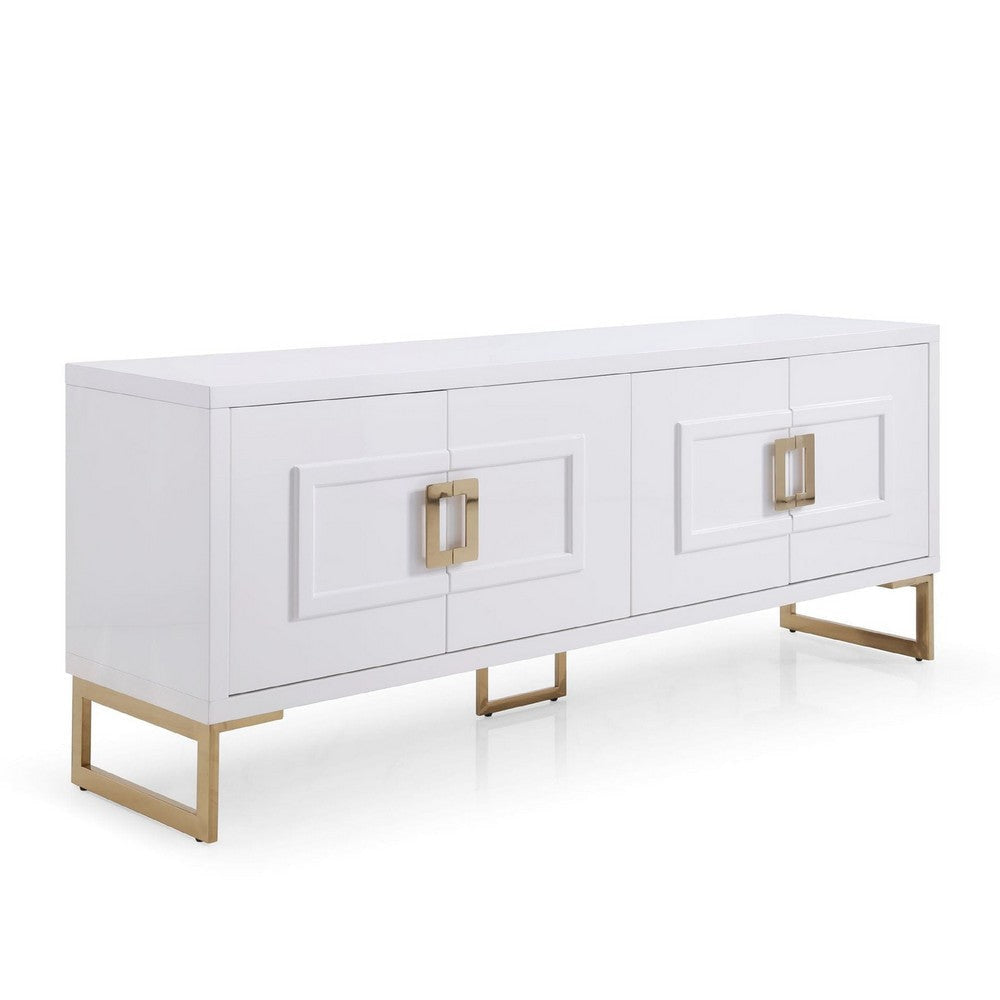 Cid Laha Sideboard Buffet Cabinet | 79’’ | 4 Doors | White Champagne Gold BM338319