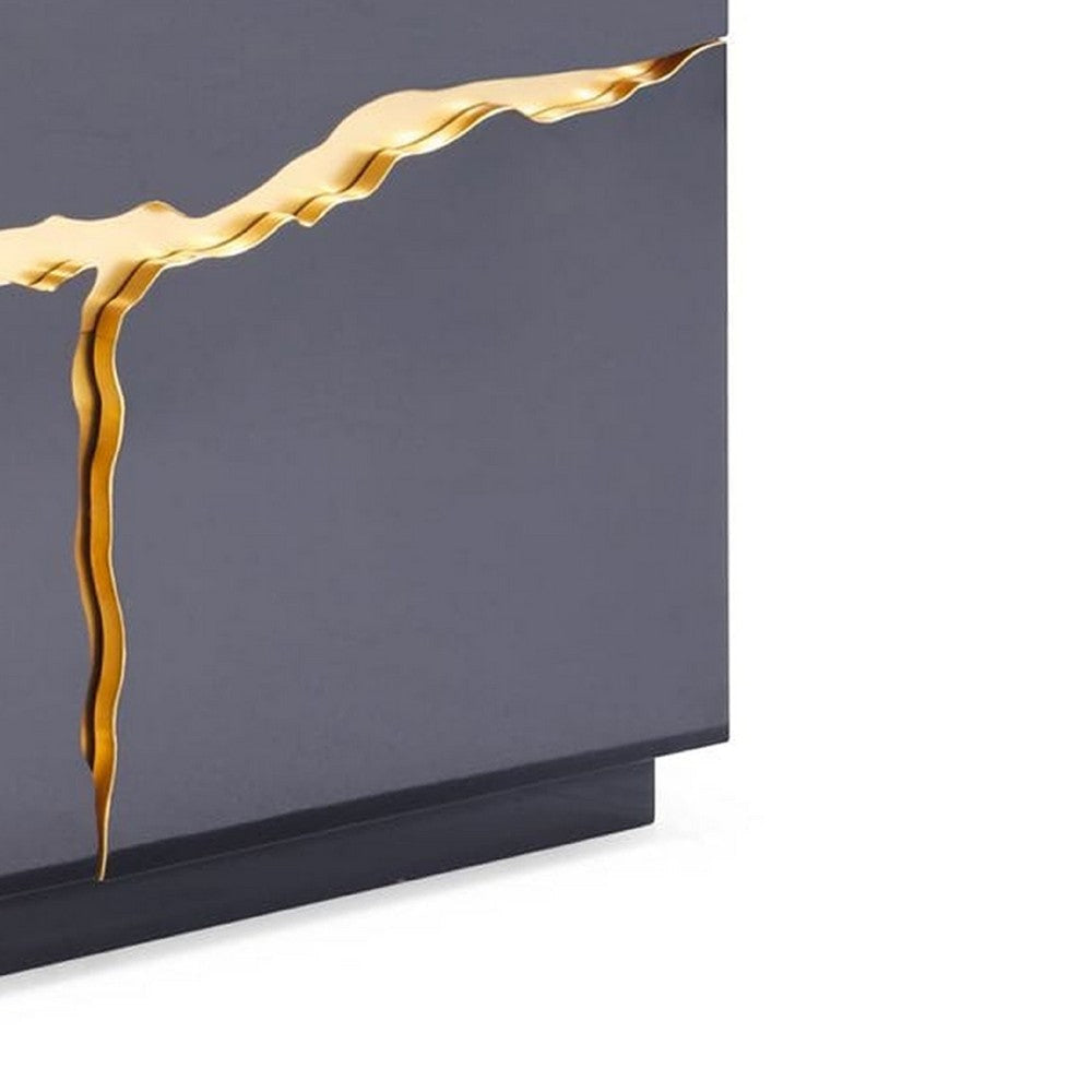 Cid Exie Sideboard Buffet Cabinet | 71’’ | 2 Drawers | Black with Gold Accents BM338320