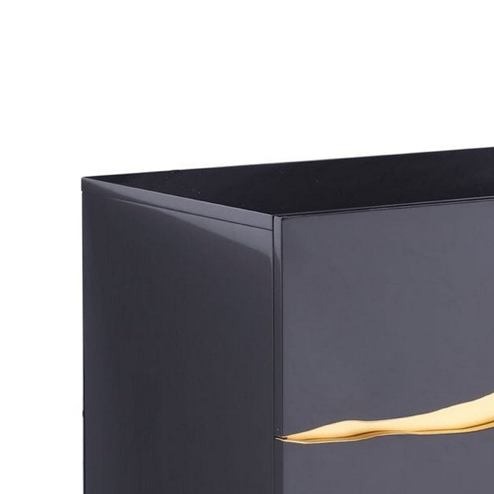 Cid Exie Sideboard Buffet Cabinet | 71’’ | 2 Drawers | Black with Gold Accents BM338320