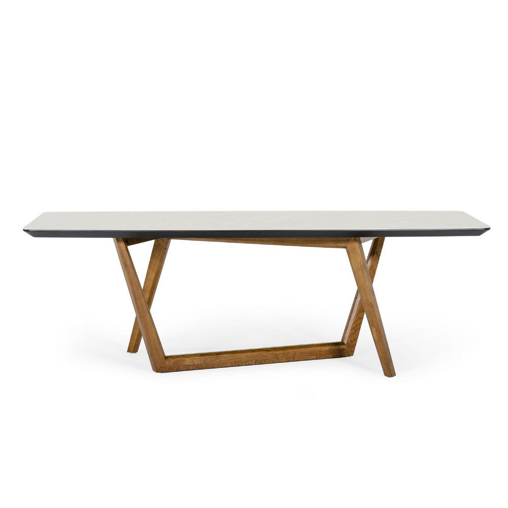 Cid Jamu Dining Table | 91’’ White Marble Top | Modern Abstract Base BM338321