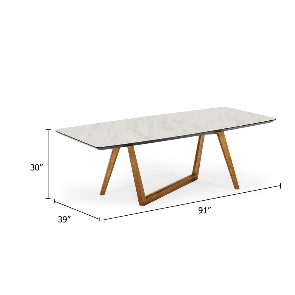 Cid Jamu Dining Table | 91’’ White Marble Top | Modern Abstract Base BM338321