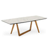 Cid Jamu Dining Table | 91" White Marble Top | Modern Abstract Base