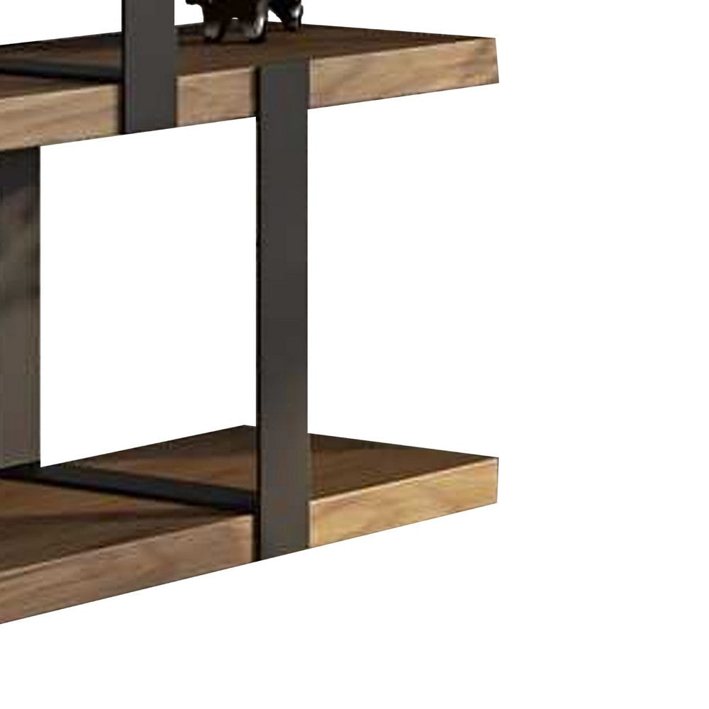 Cid Brow 4 Tier Bookshelf | Black Stainless Steel w Glass Back | 71’’ BM338323