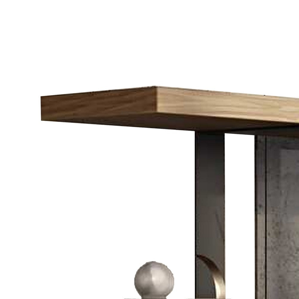 Cid Brow 4 Tier Bookshelf | Black Stainless Steel w Glass Back | 71’’ BM338323