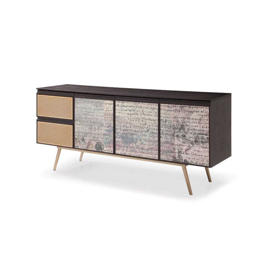 Cid Pevo Sideboard Buffet Cabinet | Smoke Ash Gray | 71’’ | 3 Doors BM338324