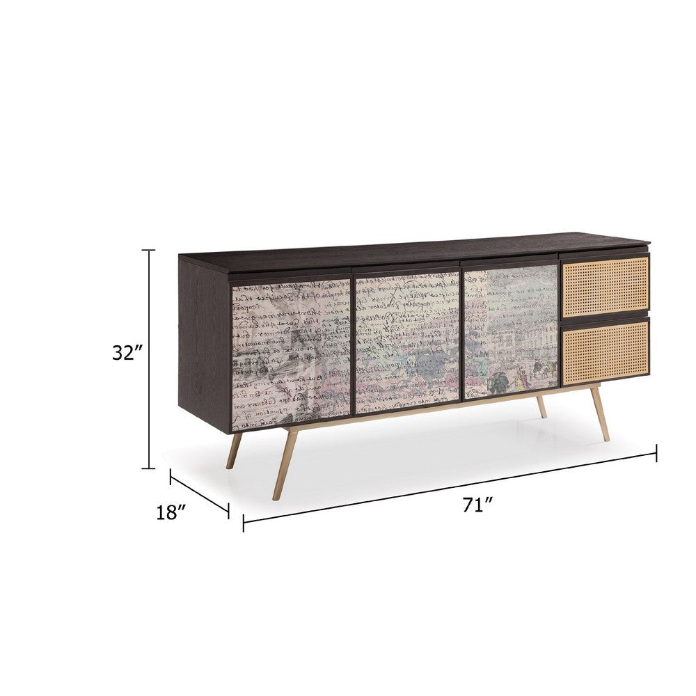 Cid Pevo Sideboard Buffet Cabinet | Smoke Ash Gray | 71’’ | 3 Doors BM338324