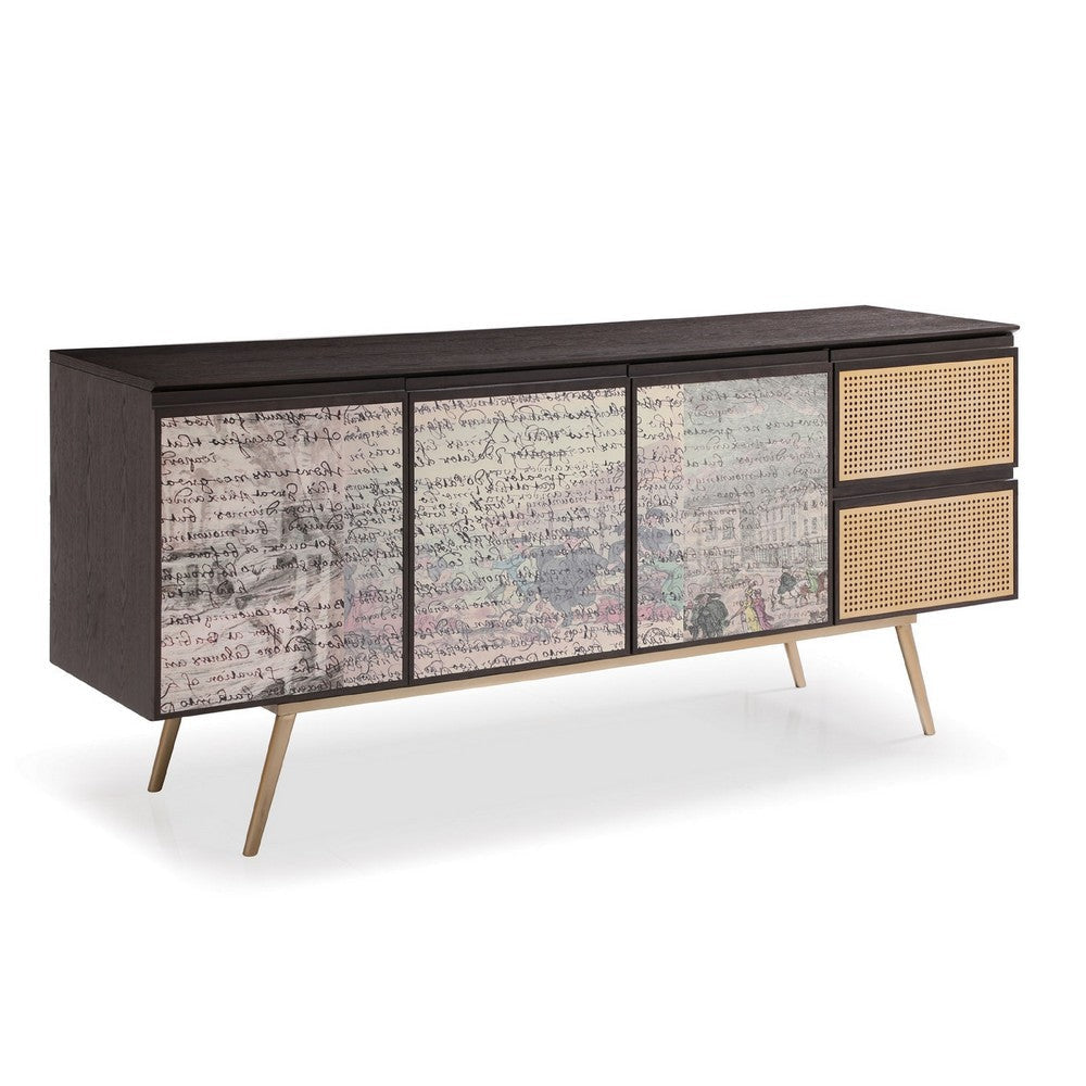 Cid Pevo Sideboard Buffet Cabinet | Smoke Ash Gray | 71" | 3 Doors
