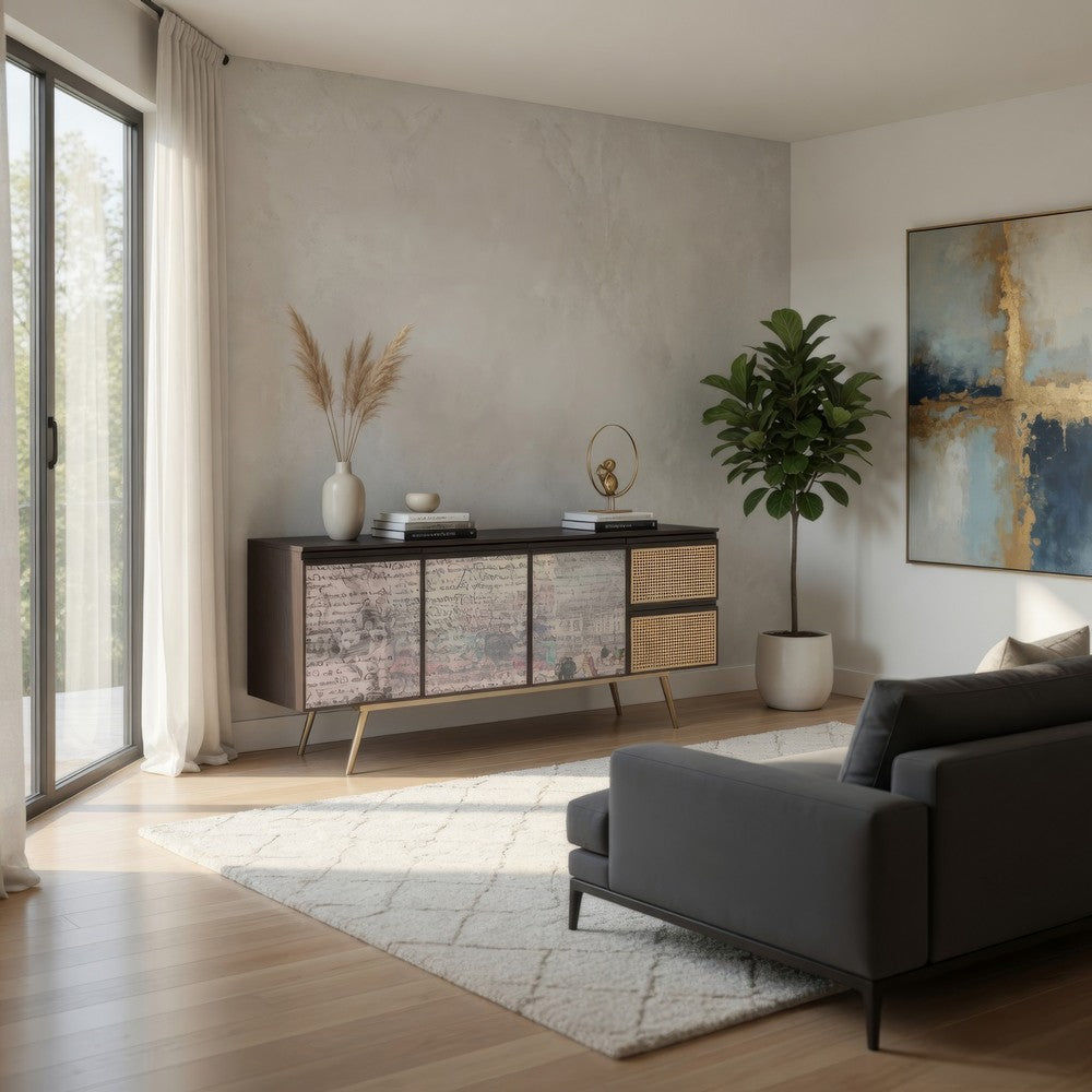 Cid Pevo Sideboard Buffet Cabinet | Smoke Ash Gray | 71" | 3 Doors
