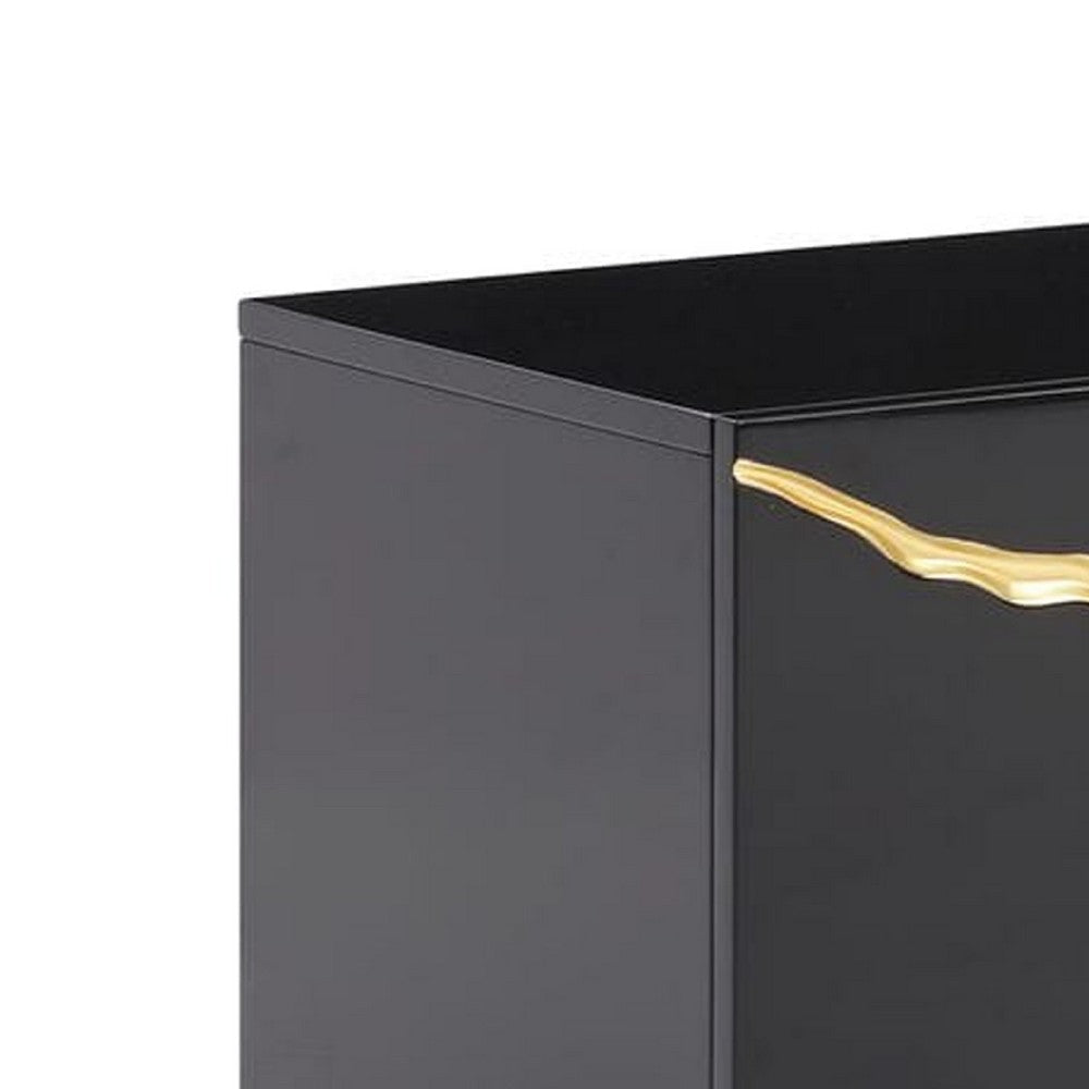 Cid Exie TV Stand Console | Modern Black with Gold Vein Design | 87’’ BM338325