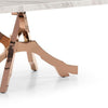 Cid Mene Dining Table | 79’’ | White Marble Top | Rose Gold Steel Base BM338326