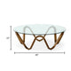 Cid Lasp Coffee Table | 45’’ | Round Glass Top | Brown Wave Design Base BM338327