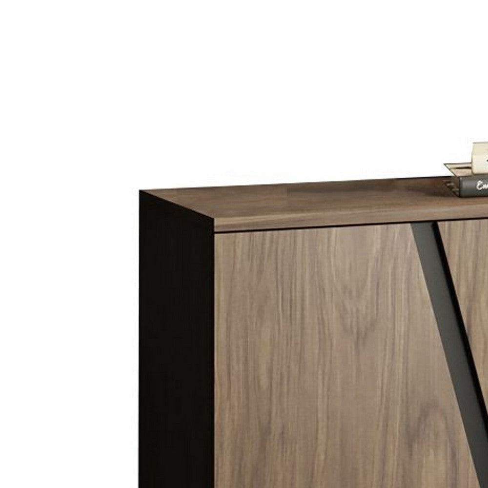 Cid Monc Sideboard Buffet | 75’’ | Walnut Veneer | 4 Doors w Black Inlay Accents BM338328