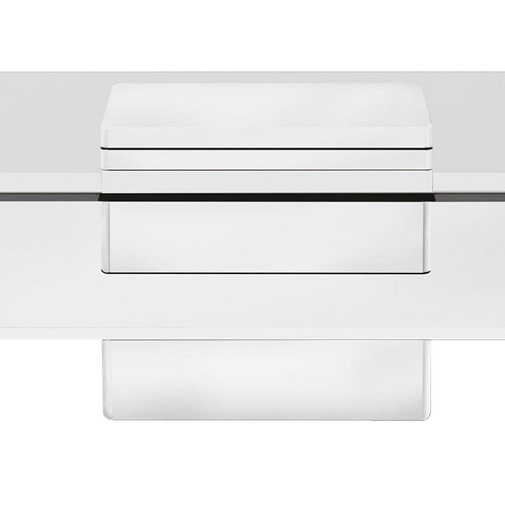 Cid Cobi Coffee Table | 39’’ Clear Glass Top | Square White Veneer Base BM338330