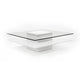 Cid Cobi Coffee Table | 39" Clear Glass Top | Square White Veneer Base