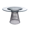 Cid Axa Dining Table | 51" Round Glass Top | Sunburst Black Metal Base