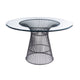 Cid Axa Dining Table | 51" Round Glass Top | Sunburst Black Metal Base
