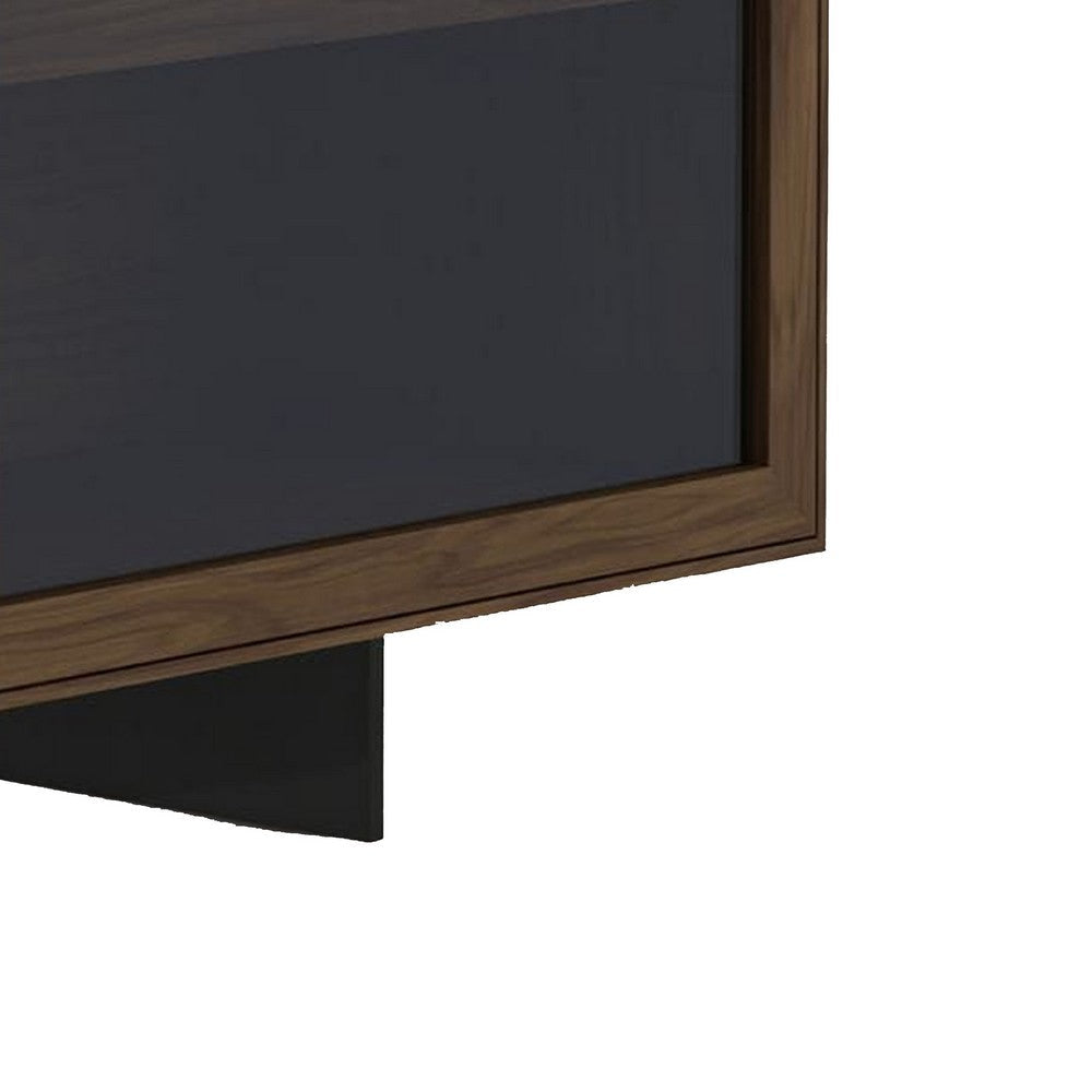 Cid Tera Sideboard Buffet Cabinet | 89’’ Brown Walnut Veneer | 2 Angled Doors BM338333