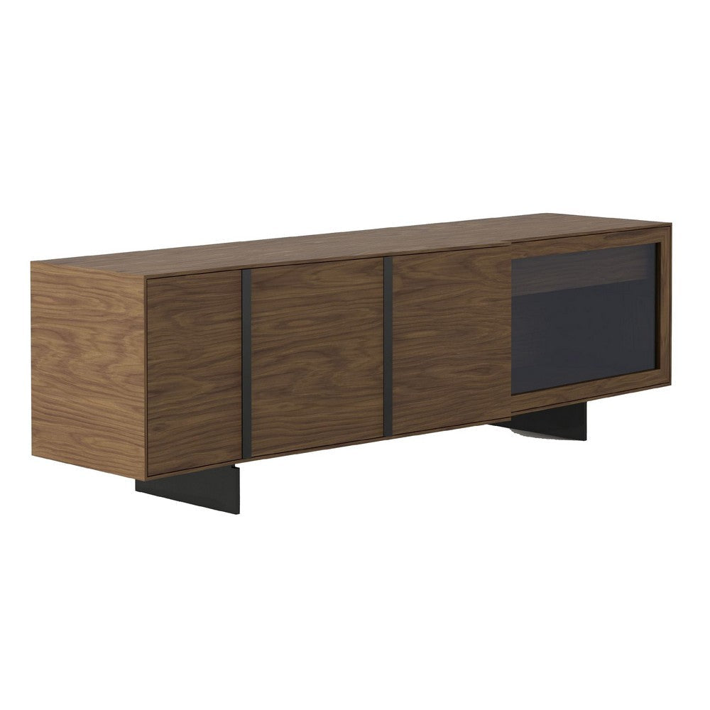 Cid Tera Sideboard Buffet Cabinet | 89" Brown Walnut Veneer | 2 Angled Doors