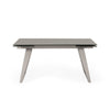 Cid Pora Dining Table | 63-94’’ Extendable Gray Glass Top | Metal Base BM338334