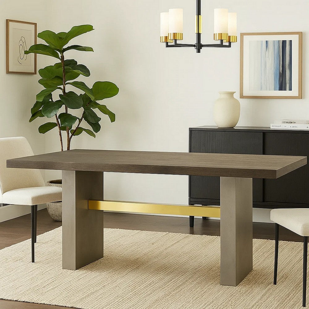 Cid Coe Dining Table | 94" Brown Walnut Top | Gray Concrete Pedestal Base