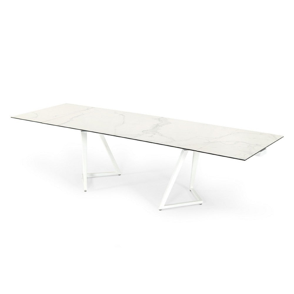 Cid Tyon Dining Table | 70-118’’ Extendable White Ceramic Top BM338337