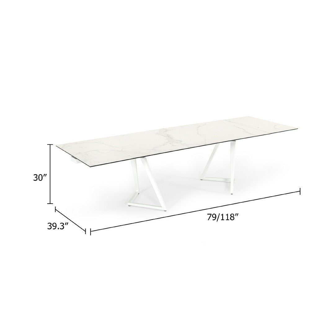 Cid Tyon Dining Table | 70-118’’ Extendable White Ceramic Top BM338337