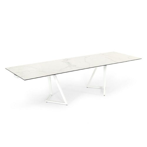 Cid Tyon Dining Table | 70-118" Extendable White Ceramic Top
