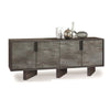 Noe Giu Sideboard Buffet Cabinet | 4 Volcanic Rock Veneer Finish, Gray Oak, 79"