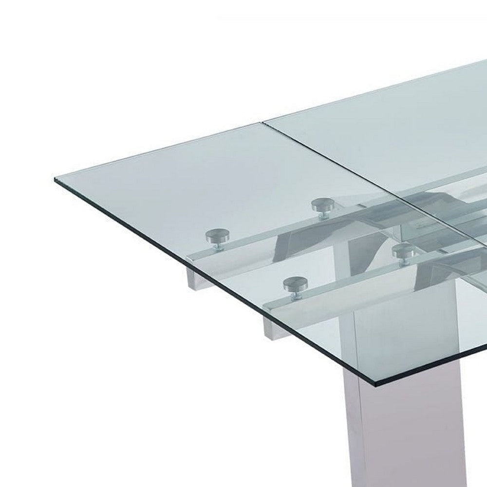 Cid Viky Dining Table | 79-110’’ Extendable Glass Top | Chrome Steel BM338339