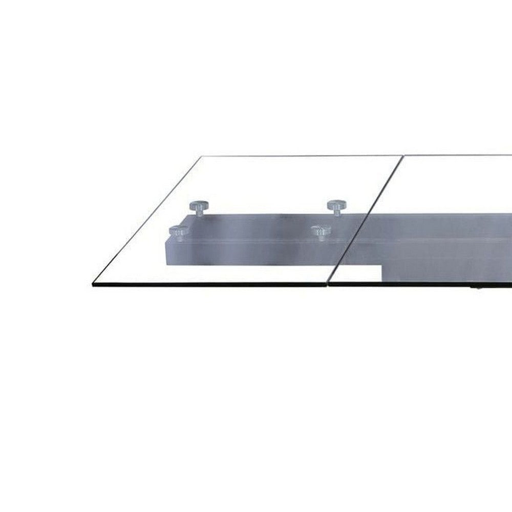 Cid Skoy Dining Table | 71-106’’ Extendable Glass Top | Metal Legs BM338340