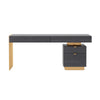 Executive Office Desk | Gray Elm Veneer | Gold Stainless Steel | 63’’ BM338341