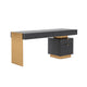 Executive Office Desk | Gray Elm Veneer | Gold Stainless Steel | 63"