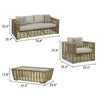 Toya 4pc Outdoor Sofa Set | Brown Rattan Frame | White Cushioned Seats BM338342