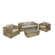 Toya 4pc Outdoor Sofa Set | Brown Rattan Frame | White Cushioned Seats