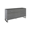 Cid Resu Dresser | 6 Drawers with Slatted Design | 59" | Gray Wood