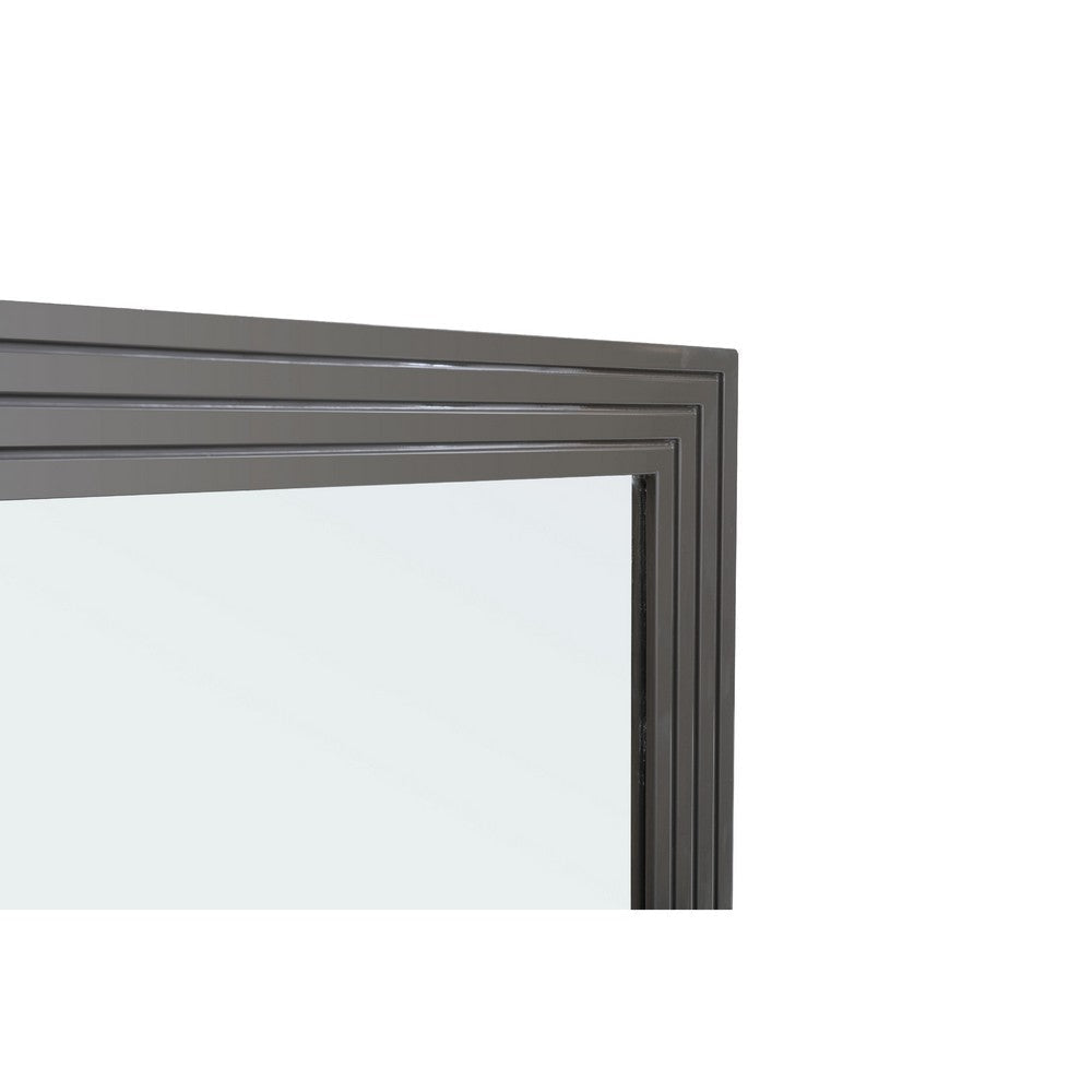 Cid Resu Dresser Mirror | Gray Slatted Frame | 41’’ | Engineered Wood BM338344